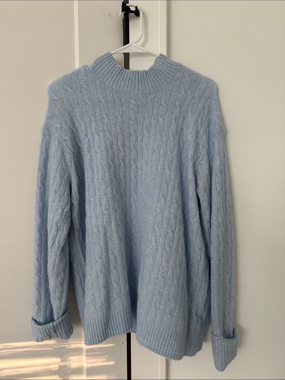 Light Blue Cable Knit Women’s Sweater